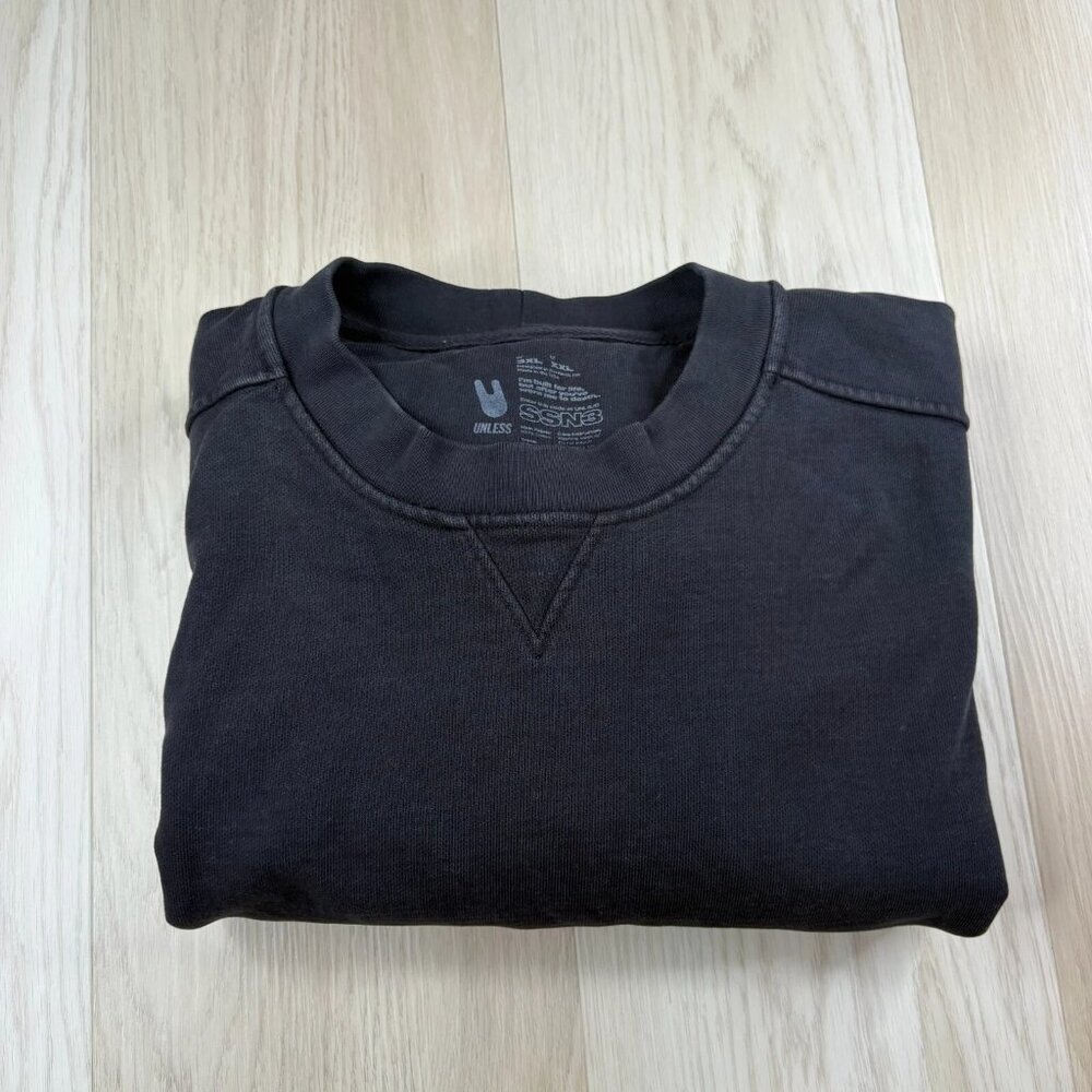 Unless Collective Mens Black Long Sleeve Crew Neck Pullover Sweatshirt Size XXL